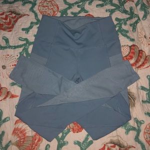 light blue high waisted leggings with mesh.